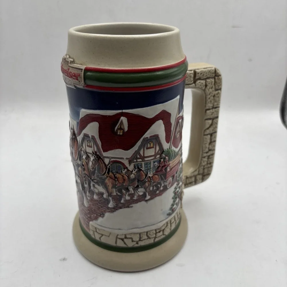Budweiser Holiday Beer Stein 1998 Grant's Farm Holiday CS343 Clydesdale Anheuser